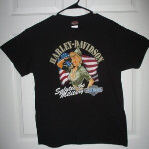 Harley Davidson Motorcycles Licensed Black Tee Shirt Top Women Ladies M / L